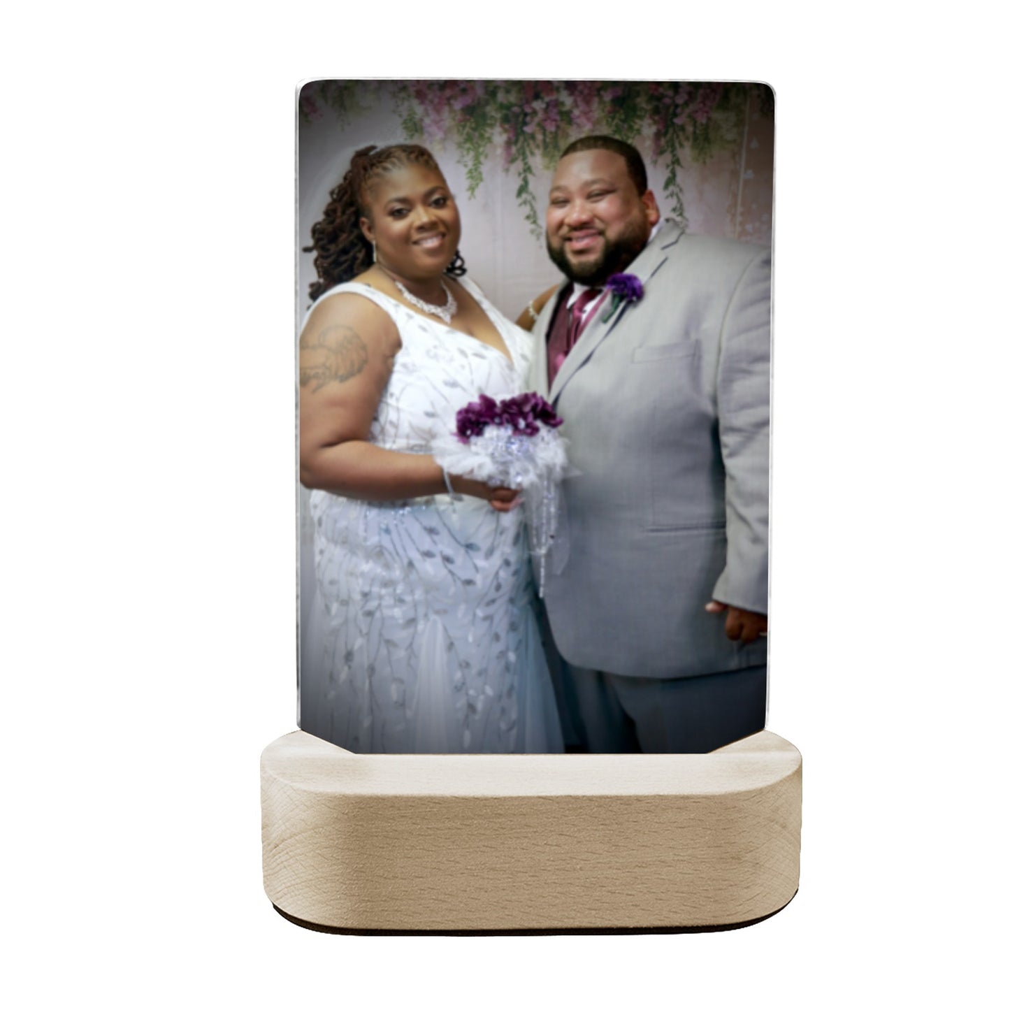 Acrylic Photo Display with Wooden Stand/Lighted Stand