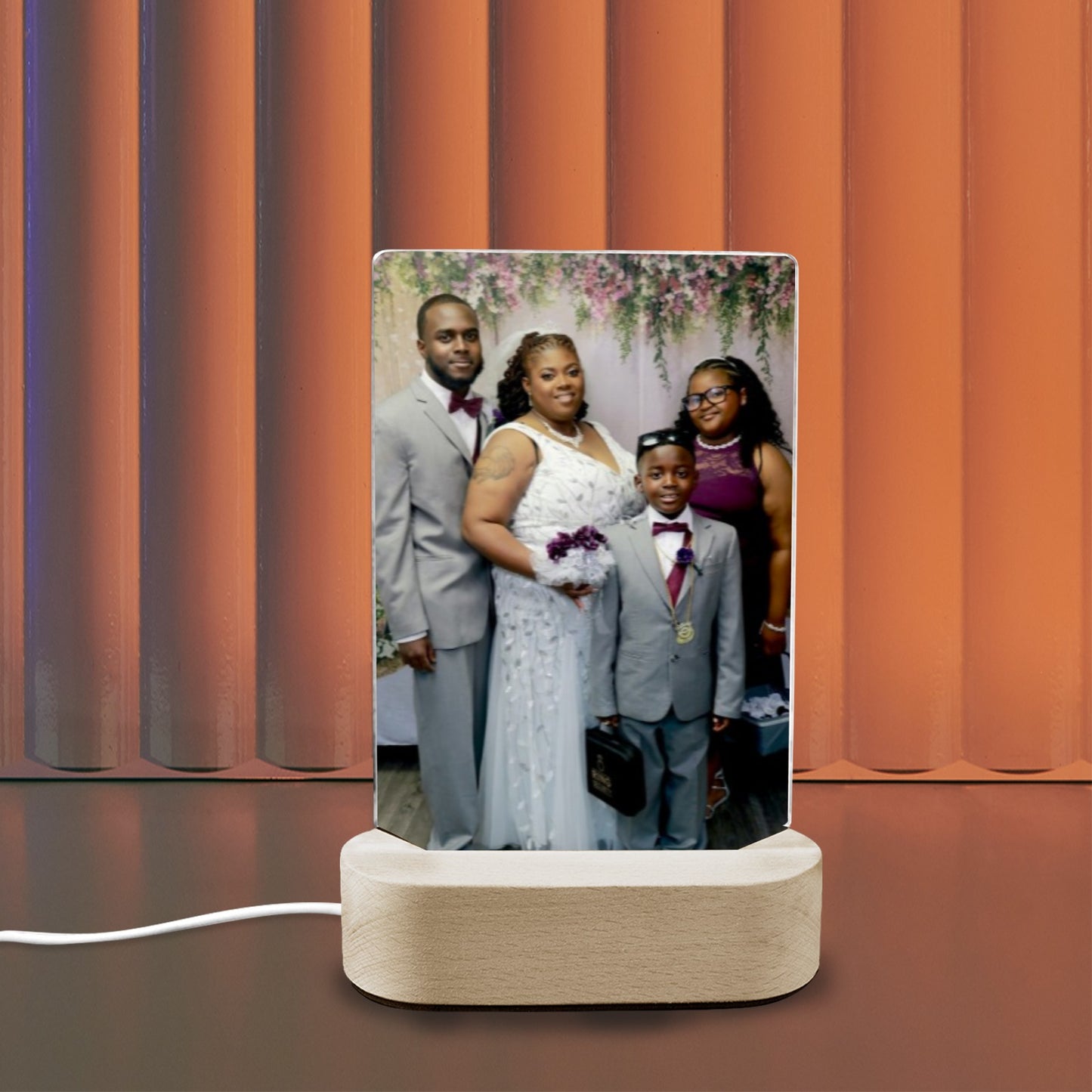 Acrylic Photo Display with Wooden Stand/Lighted Stand