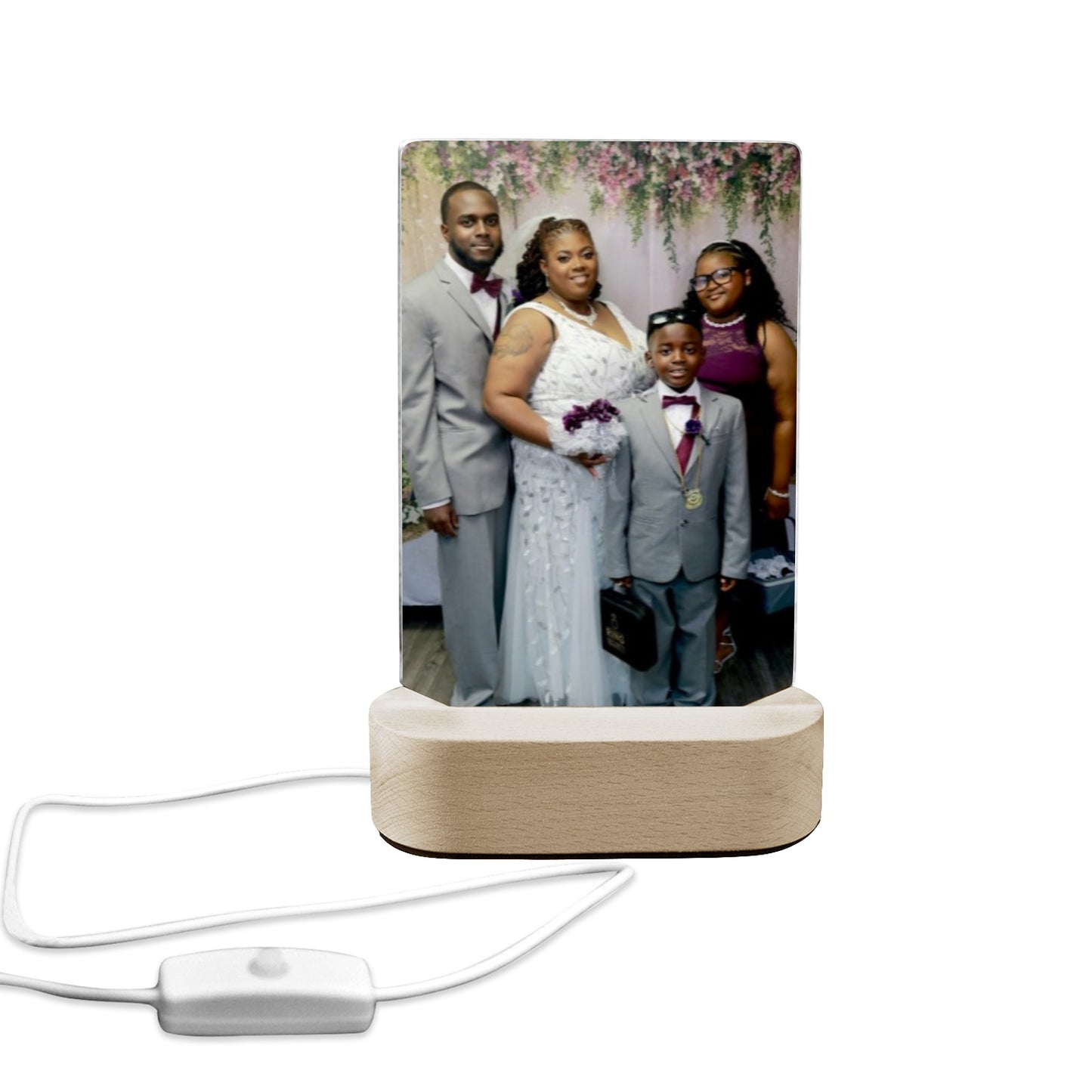 Acrylic Photo Display with Wooden Stand/Lighted Stand