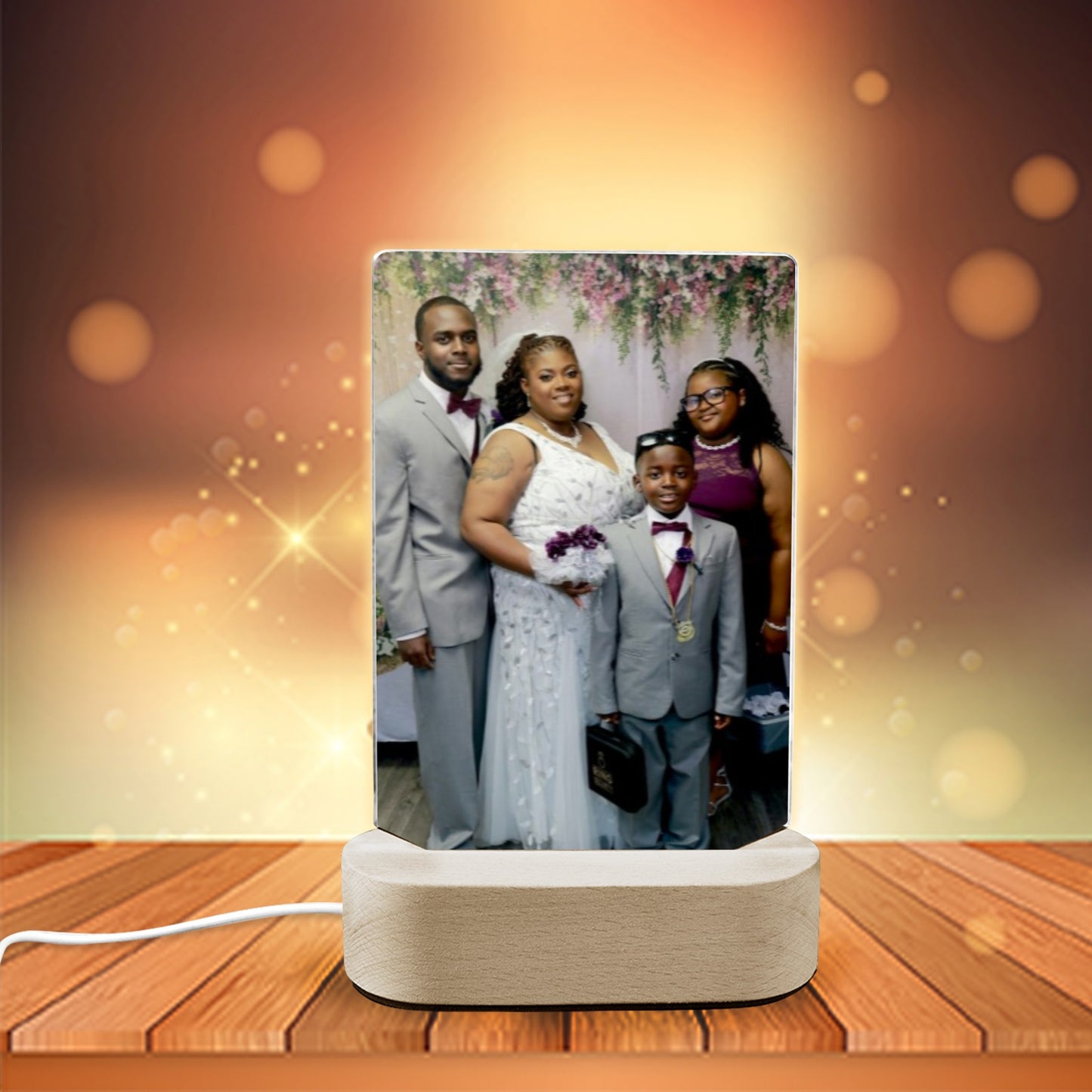 Acrylic Photo Display with Wooden Stand/Lighted Stand