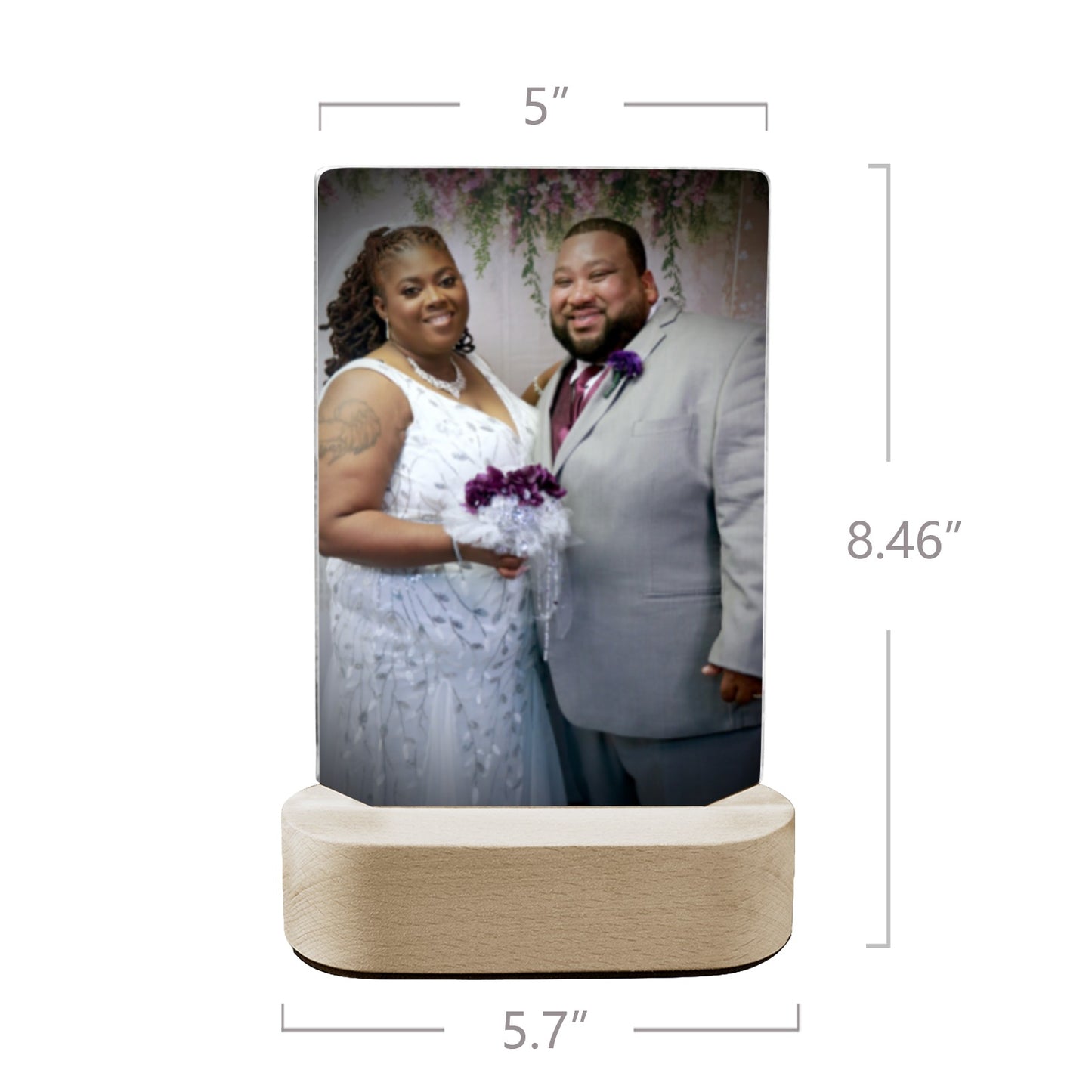 Acrylic Photo Display with Wooden Stand/Lighted Stand