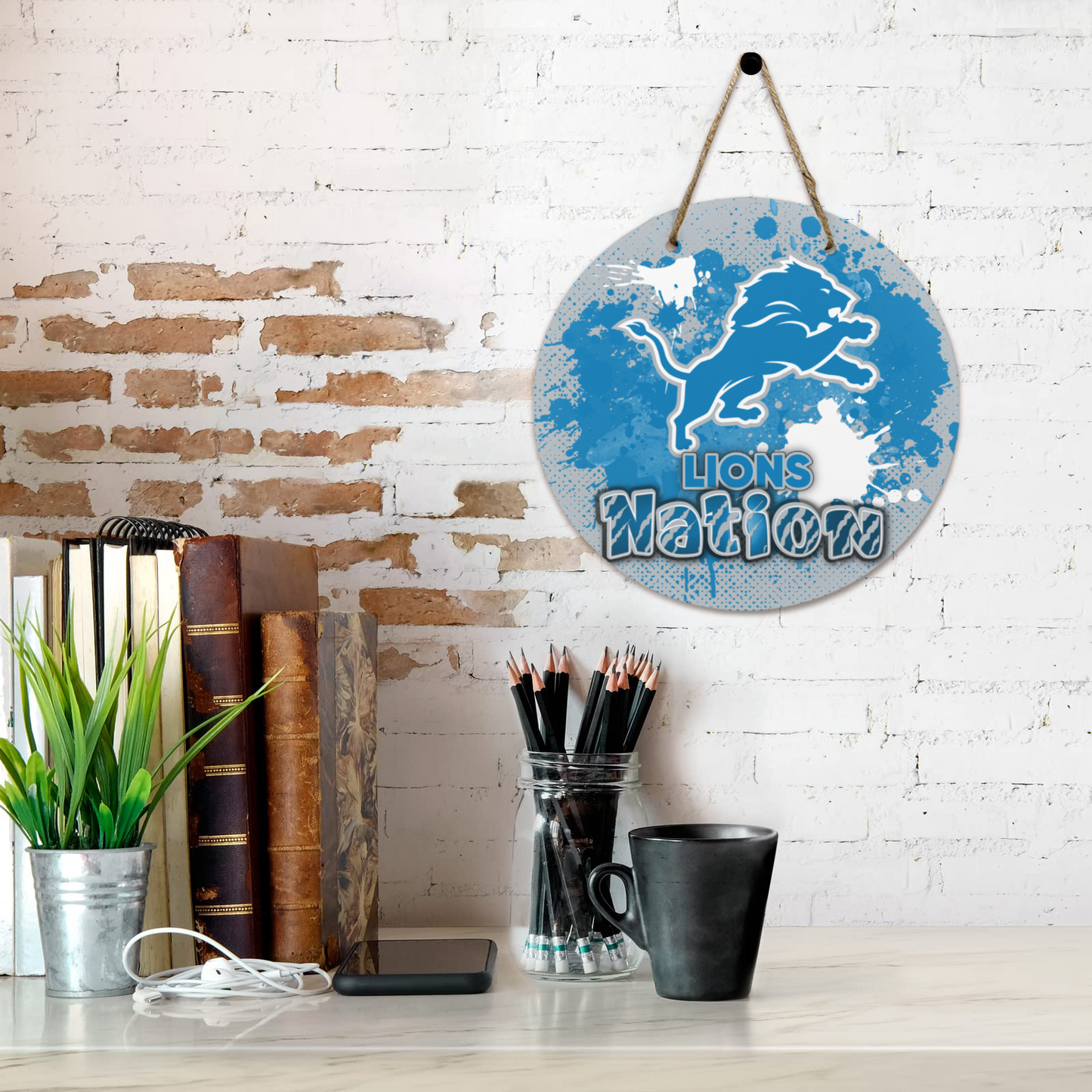 Round Wooden Sports Door Sign 11.8''