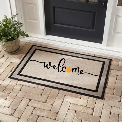 Welcome With Leaf Doormat