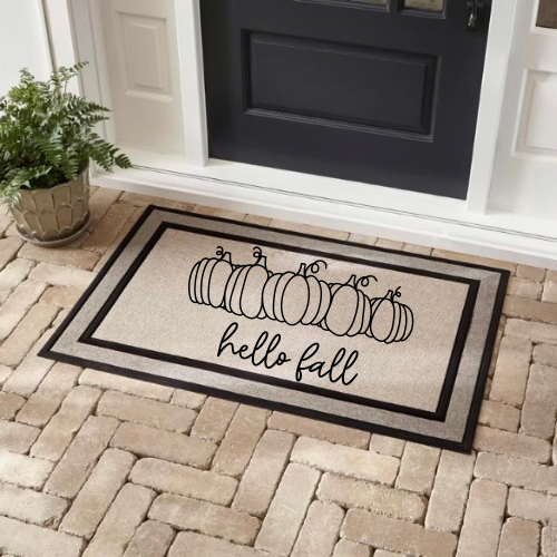 Hello Fall (Black) Doormat