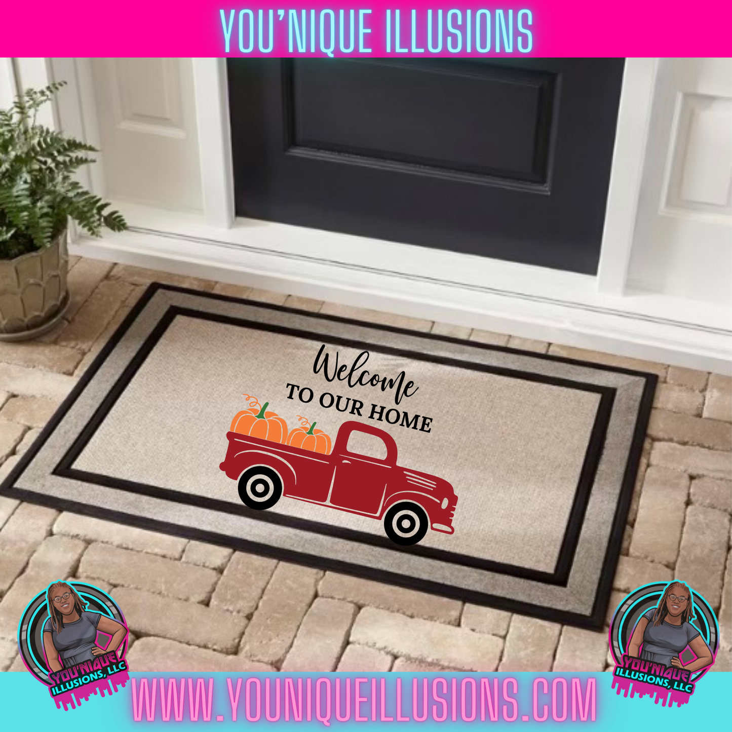 Welcome Pumpkin Truck Doormat