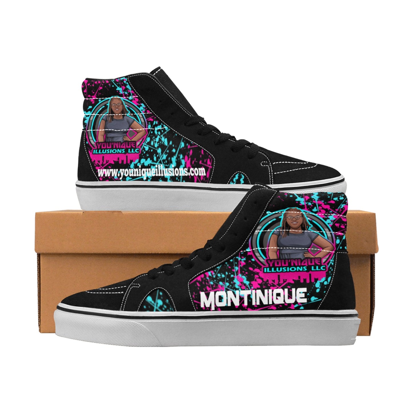 Custom Women's High Top Skateboarding Shoes (Model E001-1)