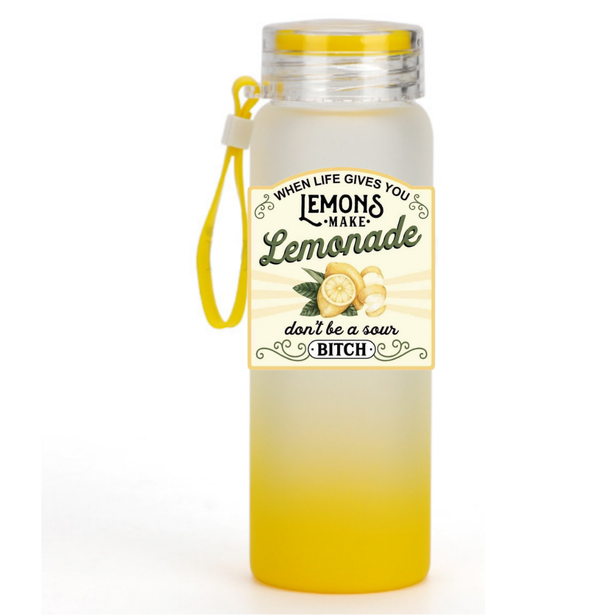 Lemonade, Margarita & Mimosas Frosted Ombré Glass Water Bottle