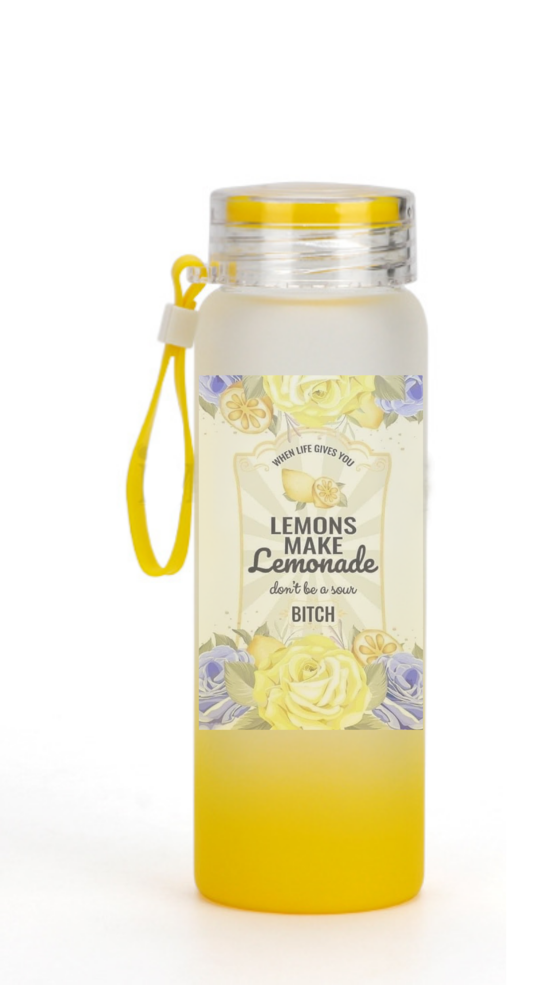 Lemonade, Margarita & Mimosas Frosted Ombré Glass Water Bottle