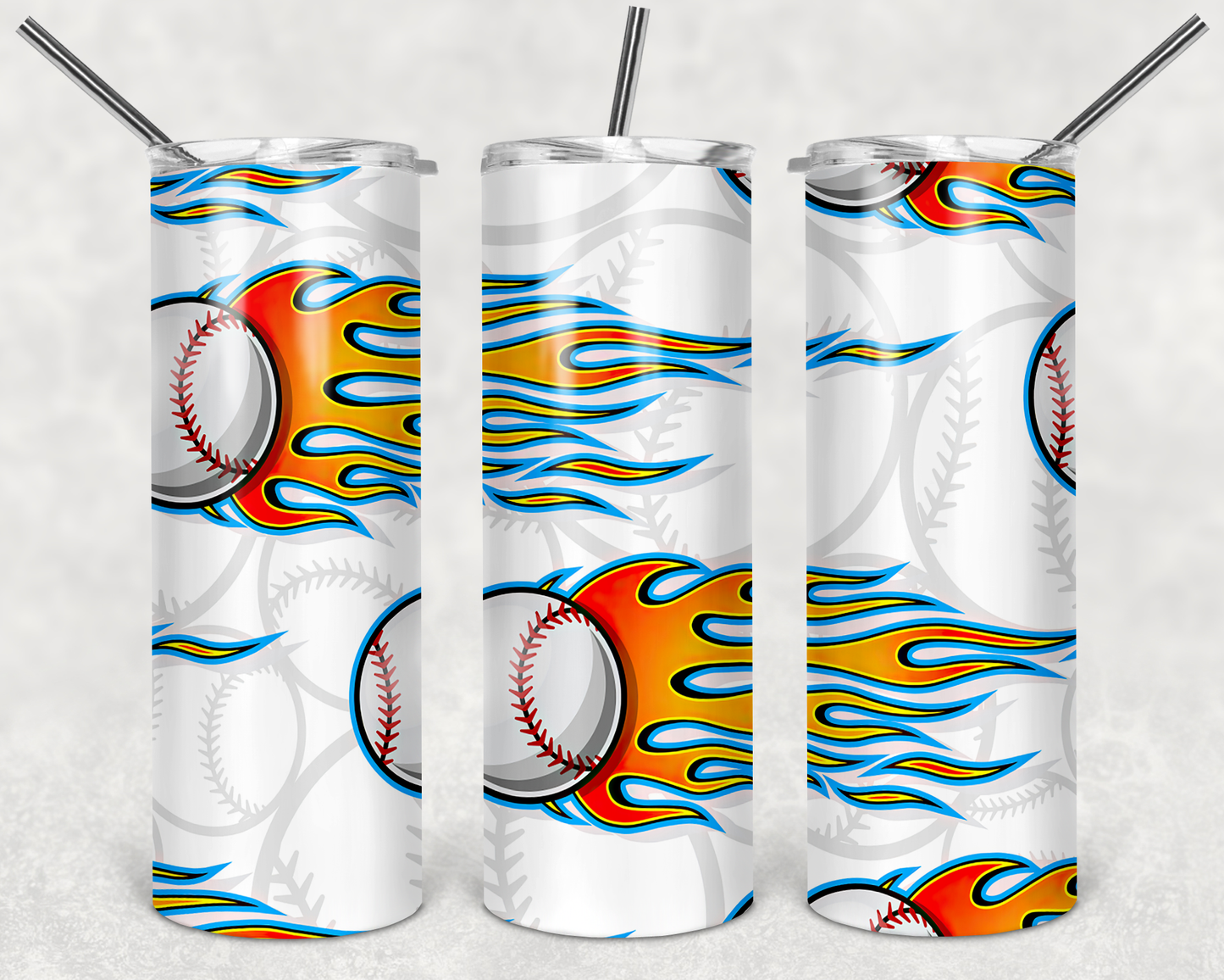 Fire Baseball Tumbler & Water Bottle