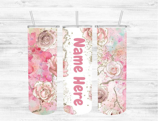 Custom Name Flower Tumbler