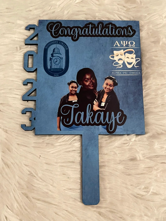 Custom 2024 Wood Graduation Fan