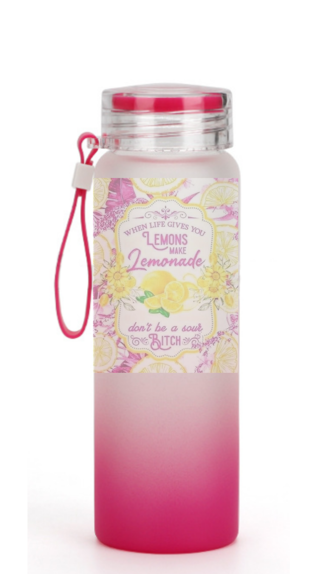 Lemonade, Margarita & Mimosas Frosted Ombré Glass Water Bottle