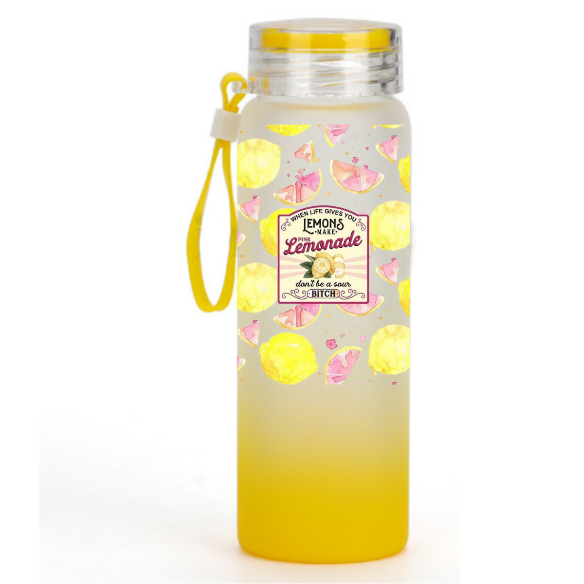 Lemonade, Margarita & Mimosas Frosted Ombré Glass Water Bottle