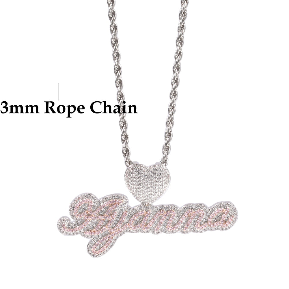 Heart Clasp Custom Cursive Name Necklace