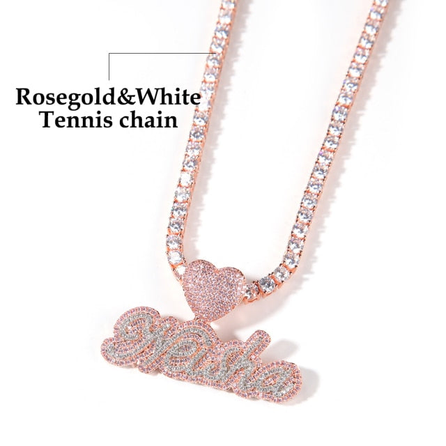 Heart Clasp Custom Cursive Name Necklace