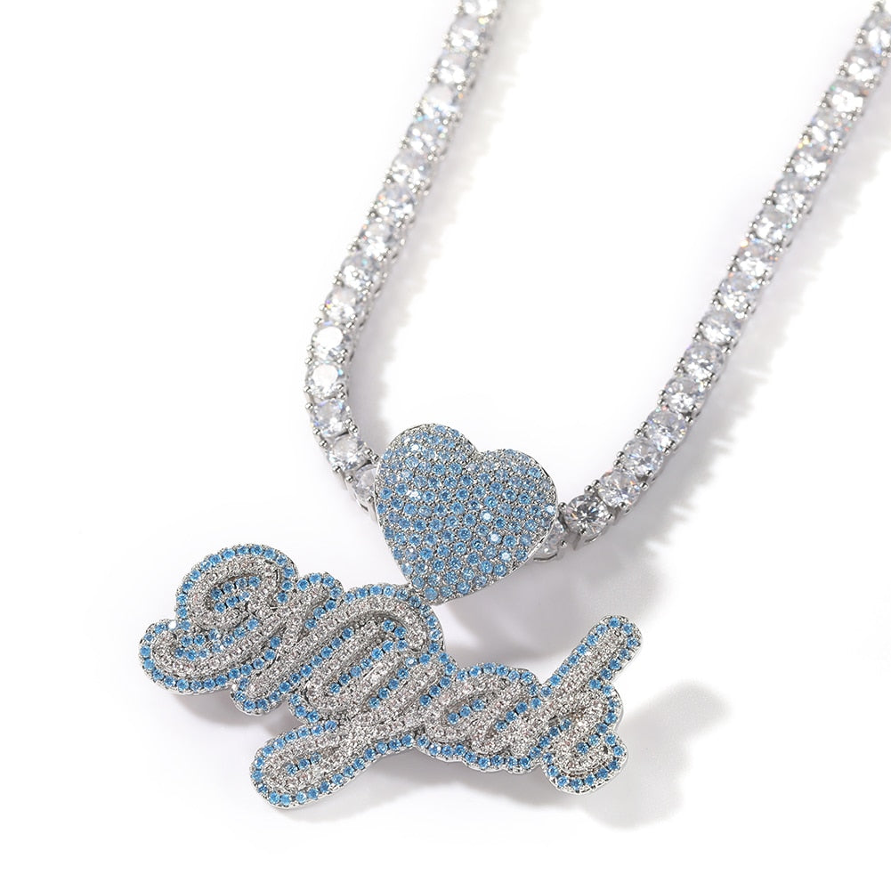 Custom Name Necklace Edwardian Letter With Heart Clasp for Women