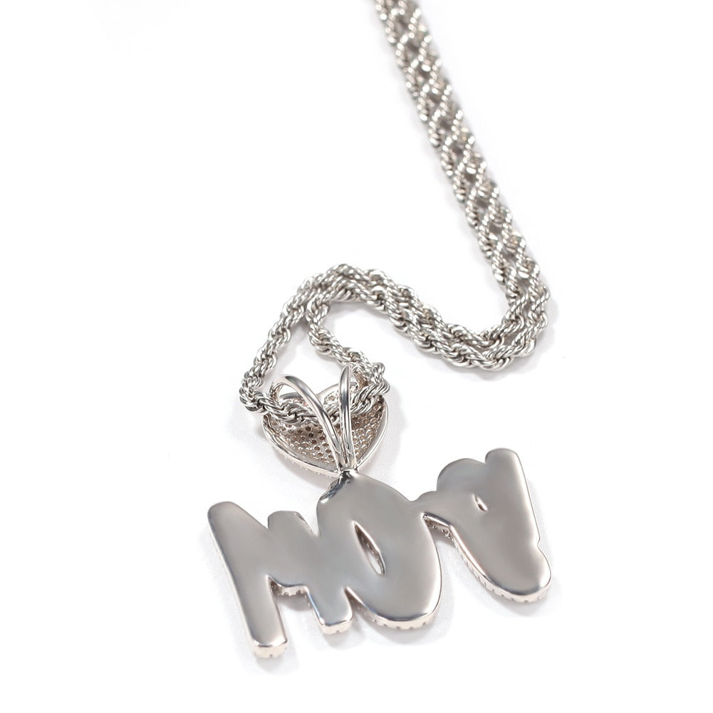 Necklace With Heart Clasp Double Layers Cursive Letters