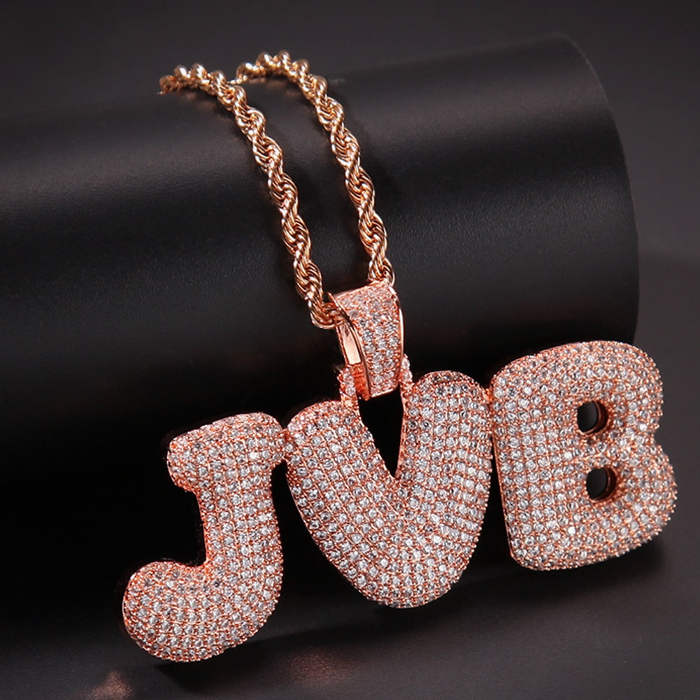 Customizable Bubble Letter Pendant Necklace