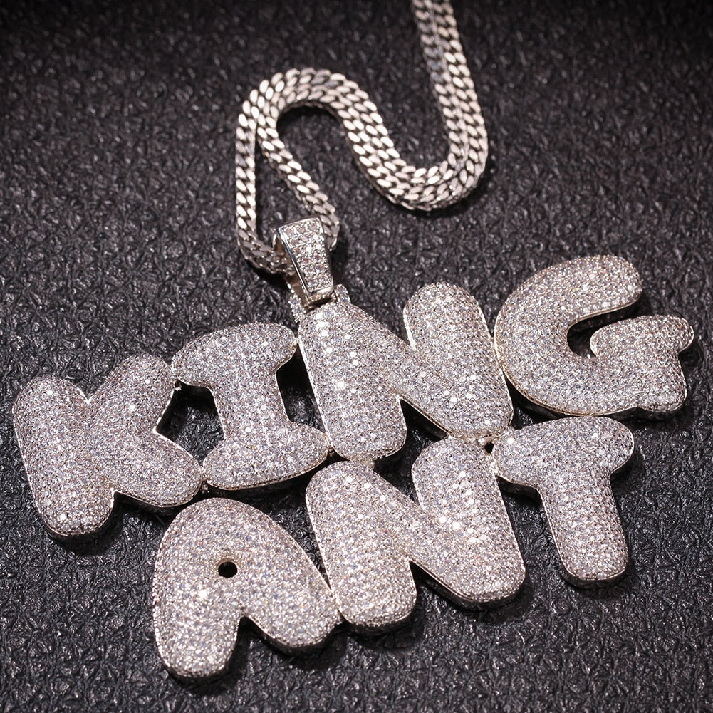 Customizable Bubble Letter Pendant Necklace