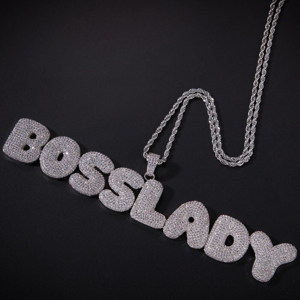 Customizable Bubble Letter Pendant Necklace