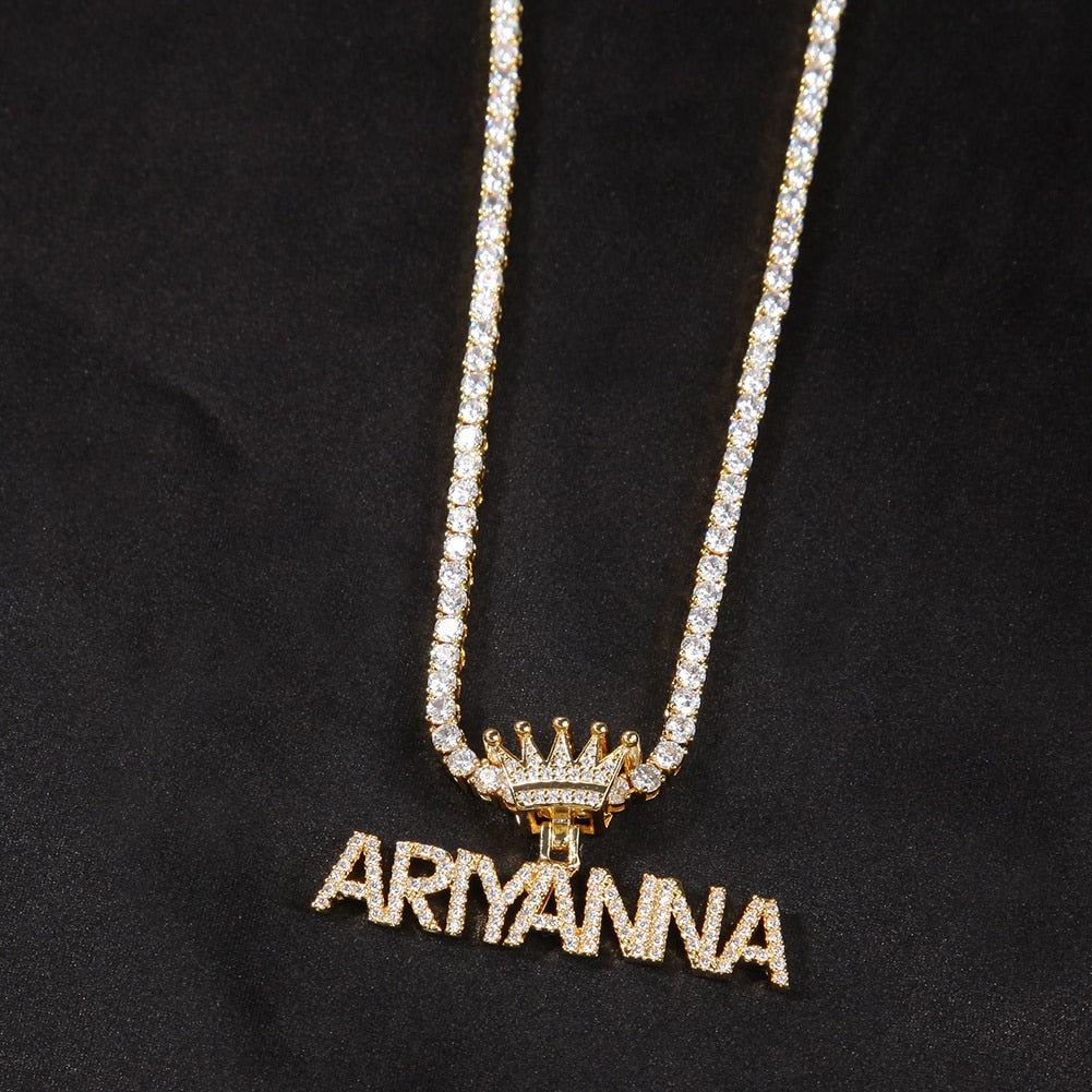 Mini Crown With Custom Letter Necklace