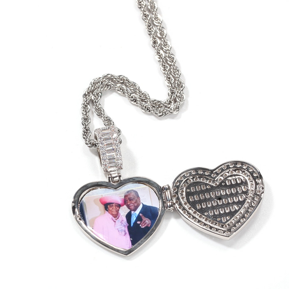 Custom Photo Necklace Heart Clamshell Charm