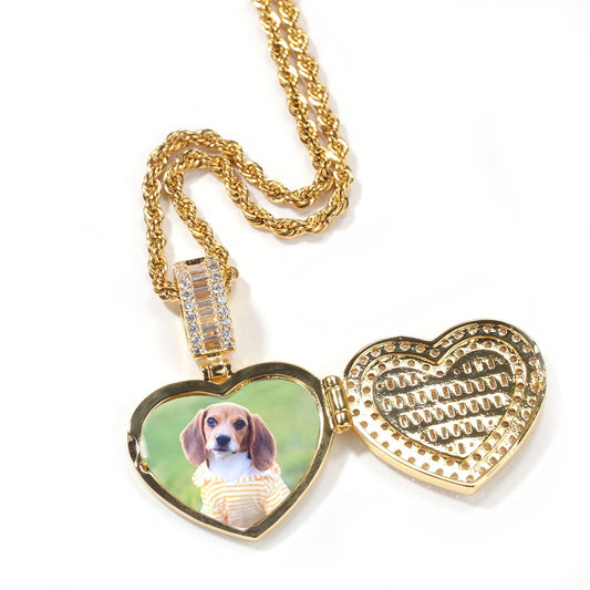 Custom Photo Necklace Heart Clamshell Charm