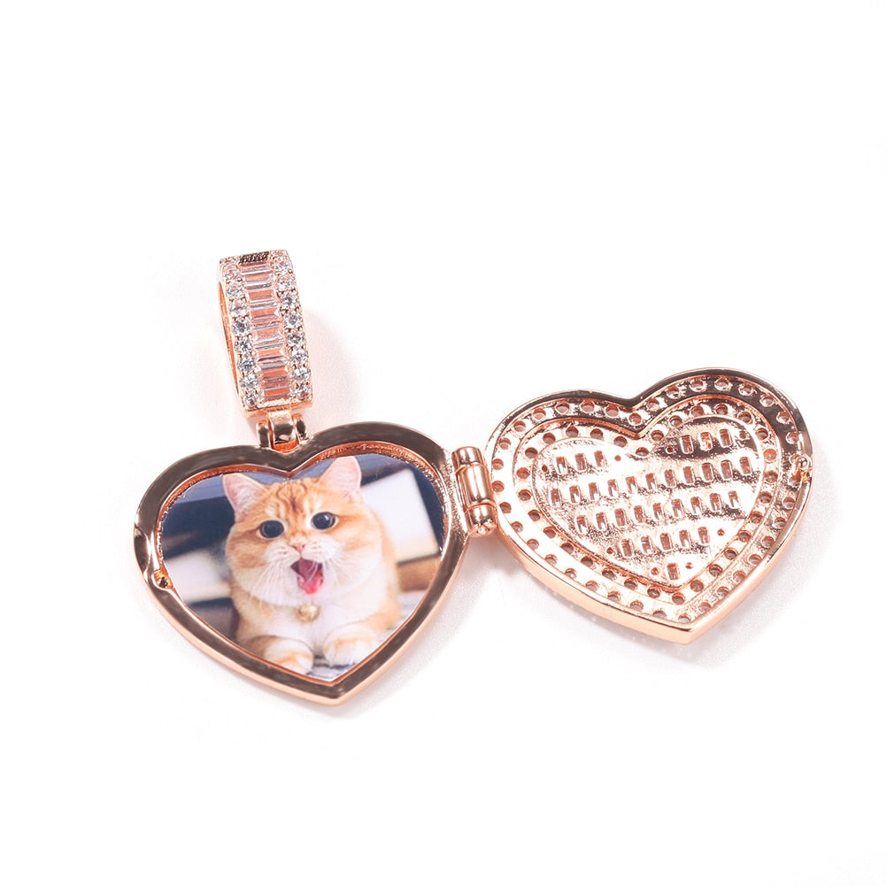 Custom Photo Necklace Heart Clamshell Charm