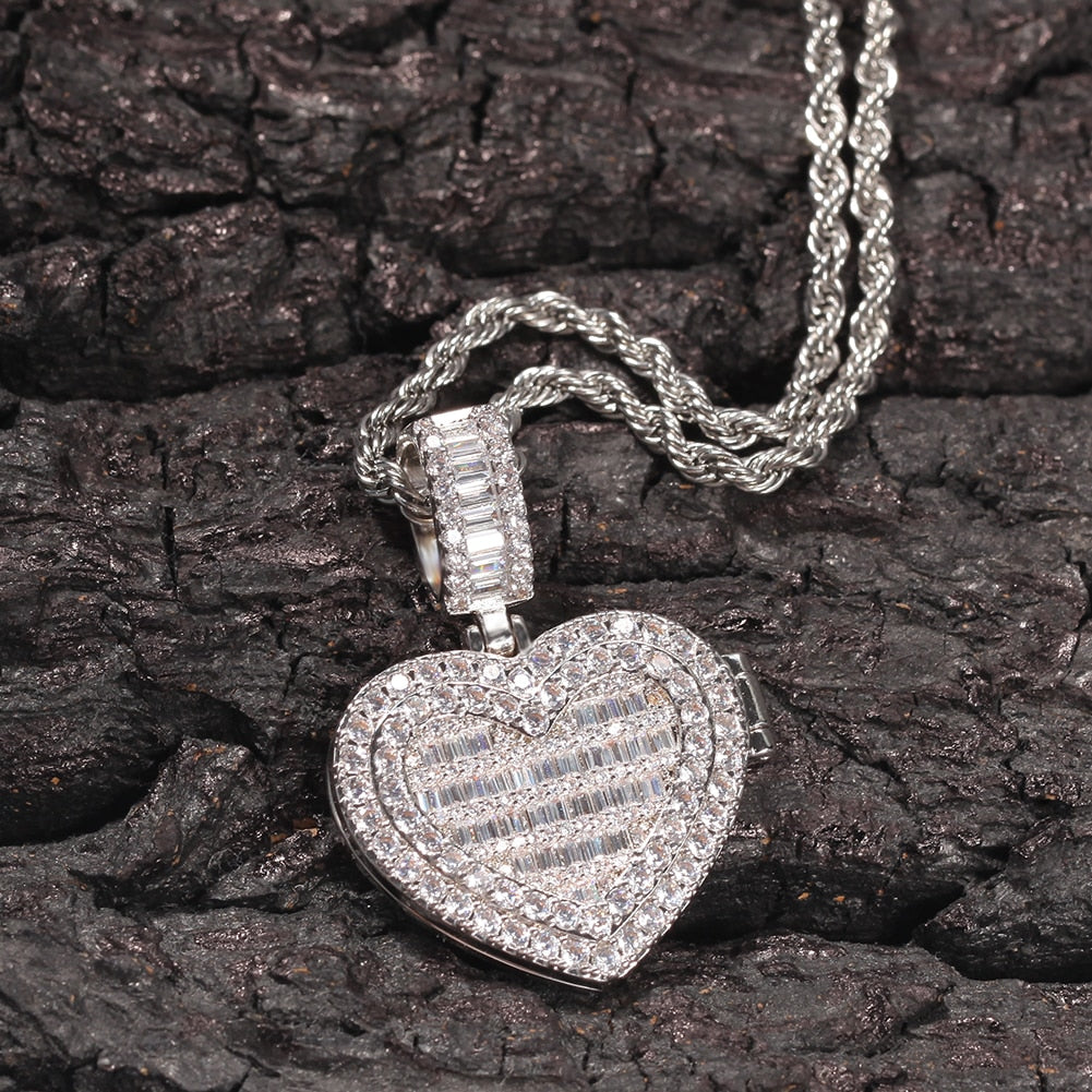 Custom Photo Necklace Heart Clamshell Charm