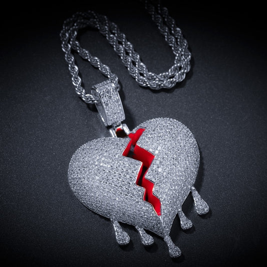 Drip Broken Heart Solid Necklace & Pendant